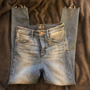 High Waist Raw Hem Skinny Jean